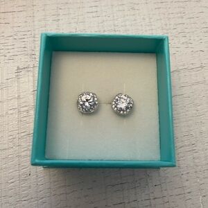 Sparkling Silver Crystal Stud Earrings